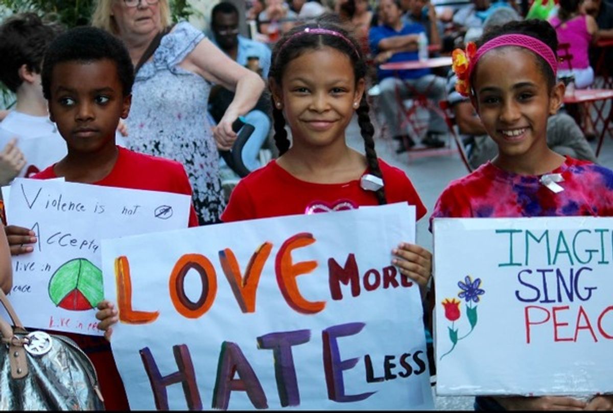 Young people from the Broadway community sing John Lennon's 'Imagine' for peace at 
